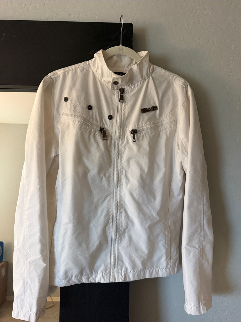 Dolce & Gabbana White Zip-Front Utility Jacket M